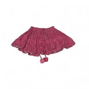 ROCOCO SAND Orlean Short Mini Skirt in Pink. Size XS. Pom Pom tassels.